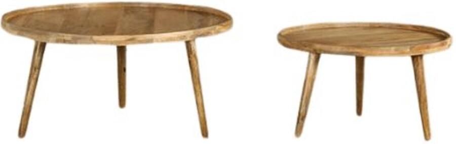 Zita Home Salontafel Set van 2 stuks rond 80cm en 60cm mangohout met opdikrand 4cm dik Black Friday Deal