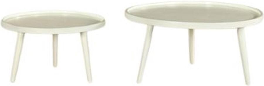 Zita Home Salontafel Set van 2 80 cm x 60 cm Wit Mangohout