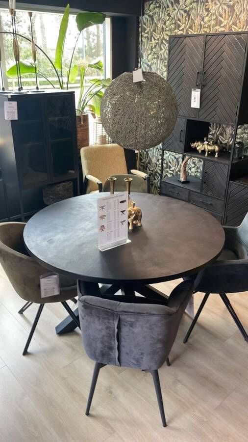Zitten&Liggen Eettafel Mango Nora Visgraat Zwart Rond