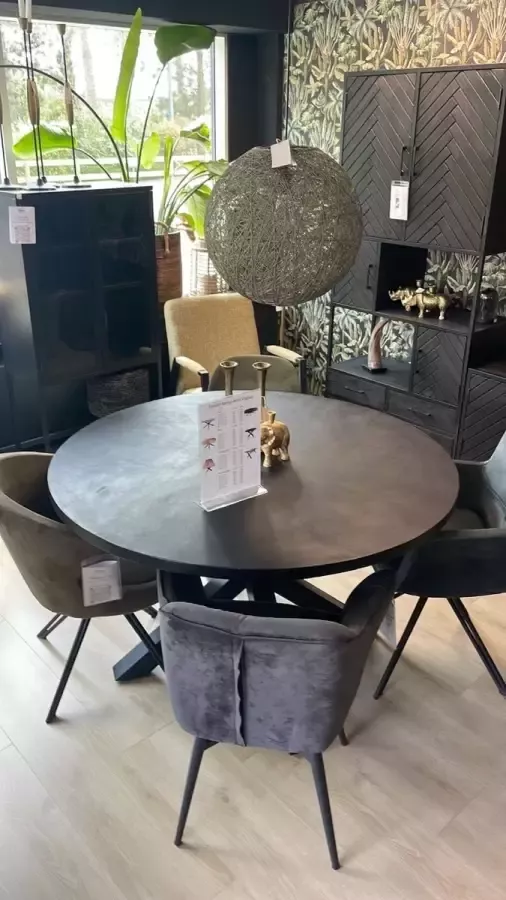 Zitten&Liggen Eettafel Mango Nora Visgraat Zwart Rond