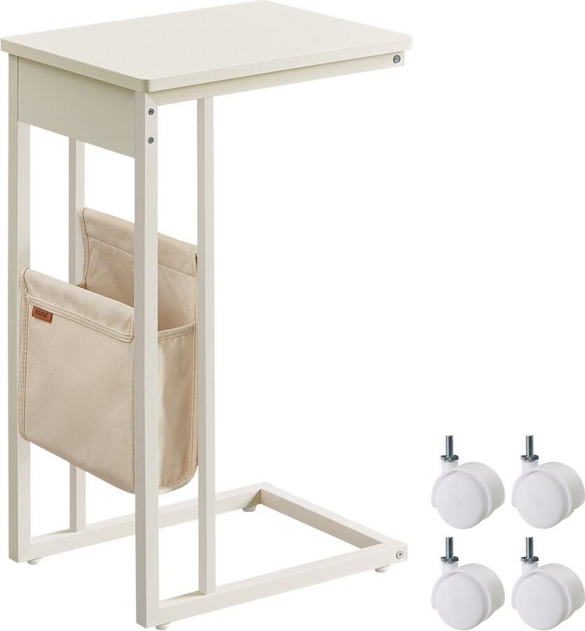 Zivv Zwarte Bijzettafel Stijlvol en Functioneel voor Kleine Ruimtes Met Opbergtas en Draaibare Rollen – Perfect voor jouw Bank of Bed - Foto 2