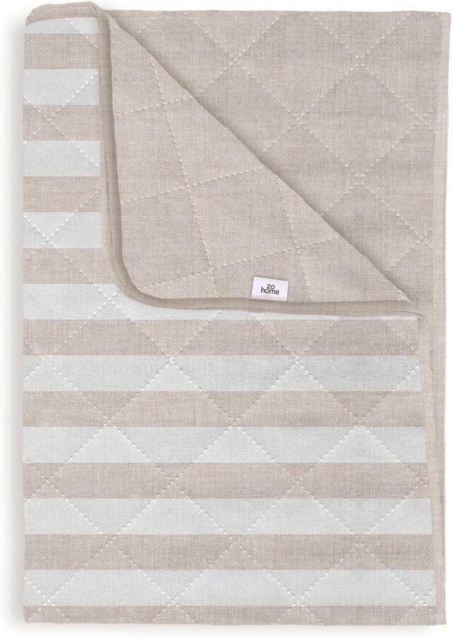 Zohome Bed Sprei Banda di Lino Bedsprei 2 persoons Strepen patroon 270x260 cm Beige