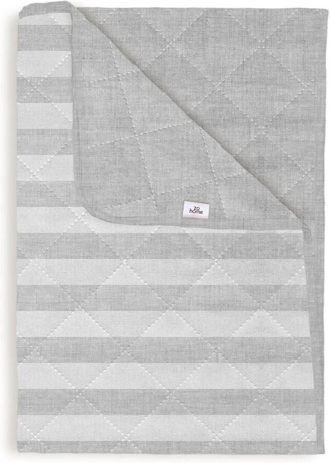 Zohome Bed Sprei Banda di Lino Bedsprei 2 persoons Strepen patroon 180x260 cm Grijs