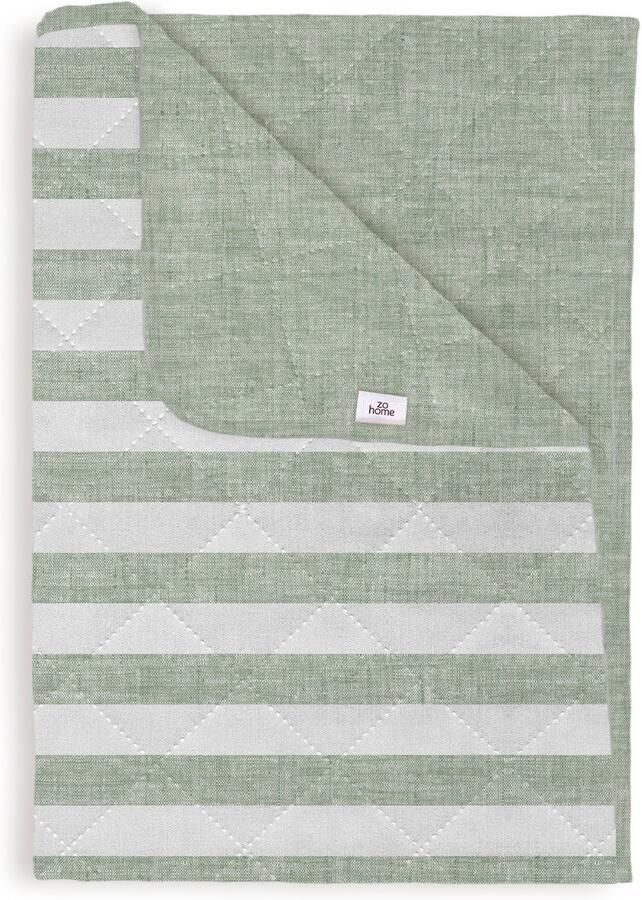 Zohome Bed Sprei Banda di Lino Bedsprei 2 persoons Strepen patroon 270x260 cm Groen