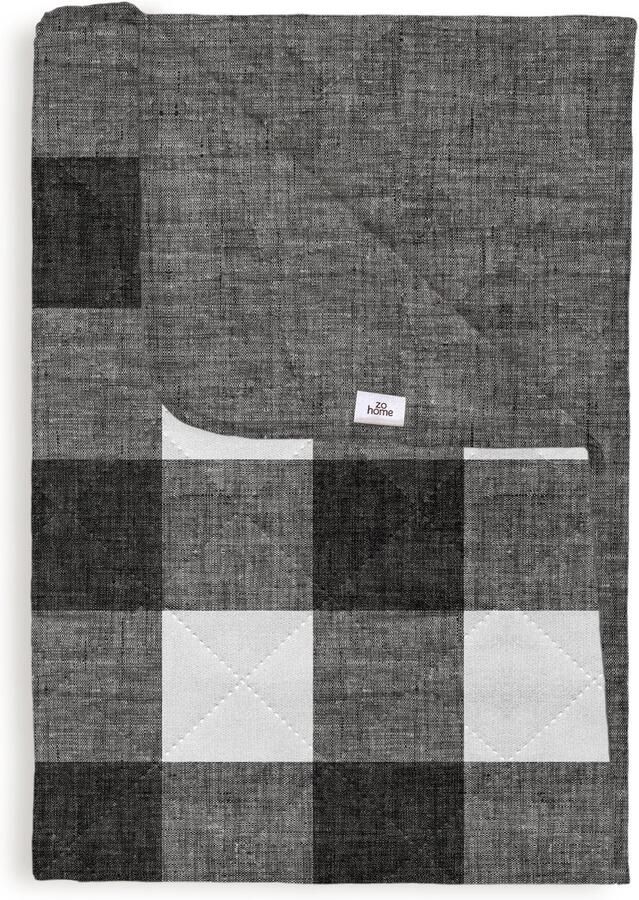 Zohome Bed Sprei Quatro-di-Lino Bedsprei 1 persoons Ruiten patroon 180x260 Grijs