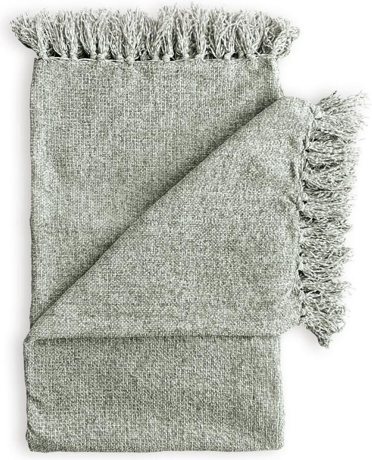 Zohome Plaid Ciniglia Warme deken voor op de bank Zacht 140x200 Groen