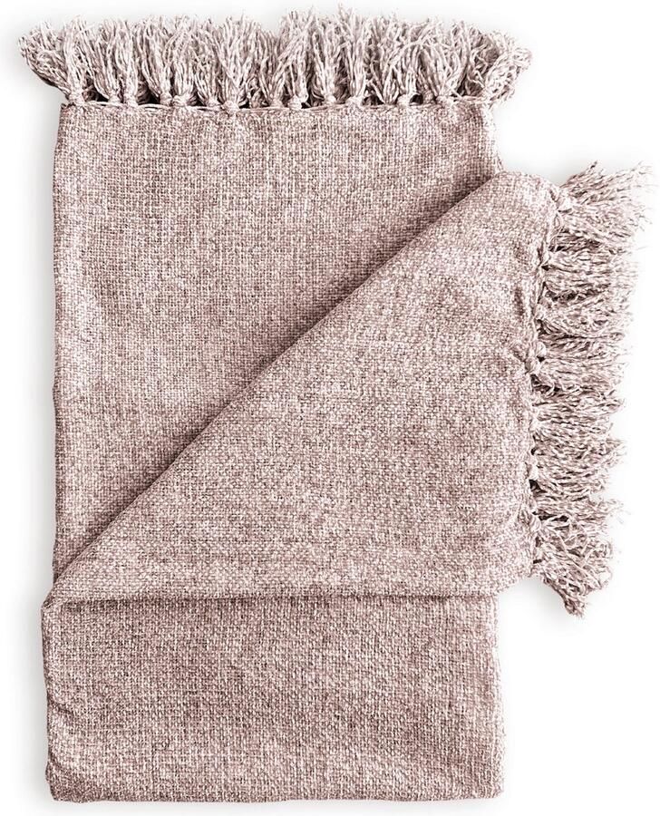 Zohome Plaid Ciniglia Warme deken voor op de bank Zacht 140x200 Roze