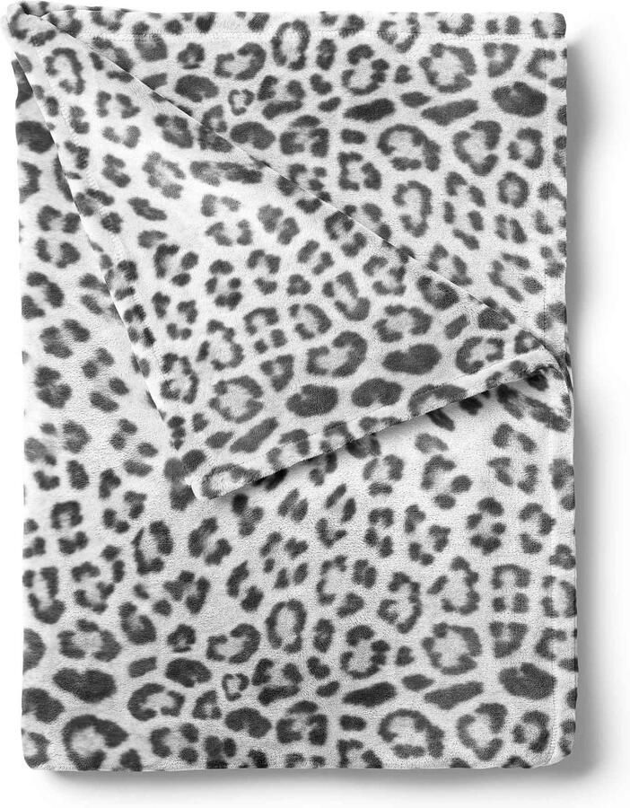 Zohome Plaid Snow-Leopard Warme deken voor op de bank Zacht 140x200 cm Grijs - Foto 1