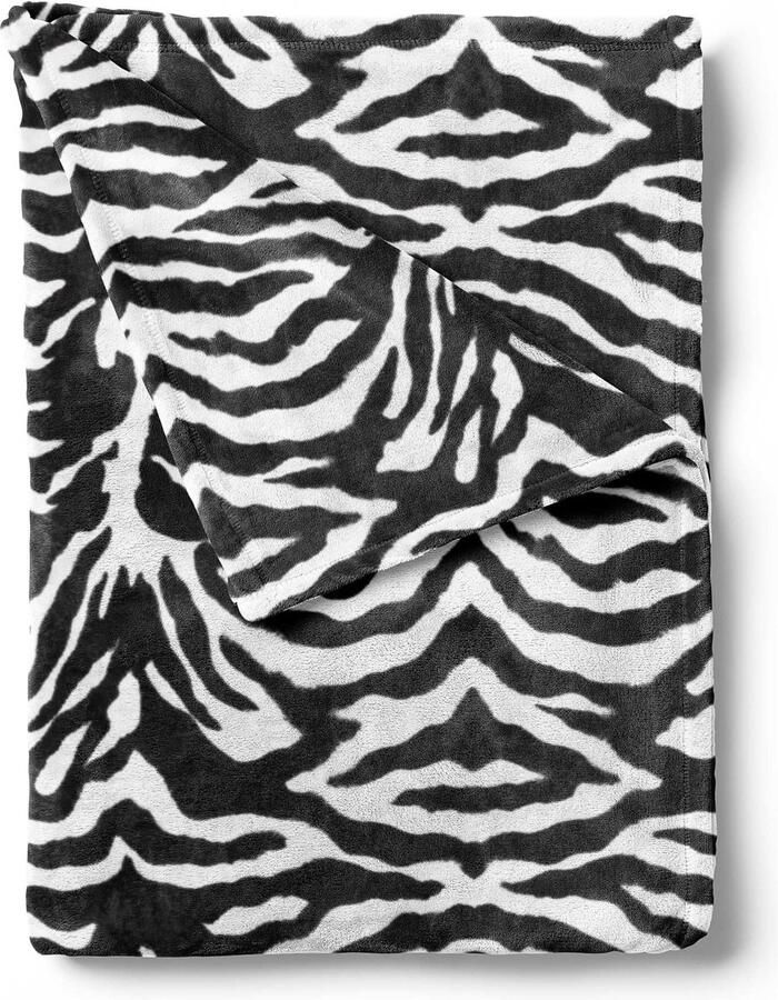 Zohome Plaid Zebra Warme deken voor op de bank Zacht 140x200 Bruin