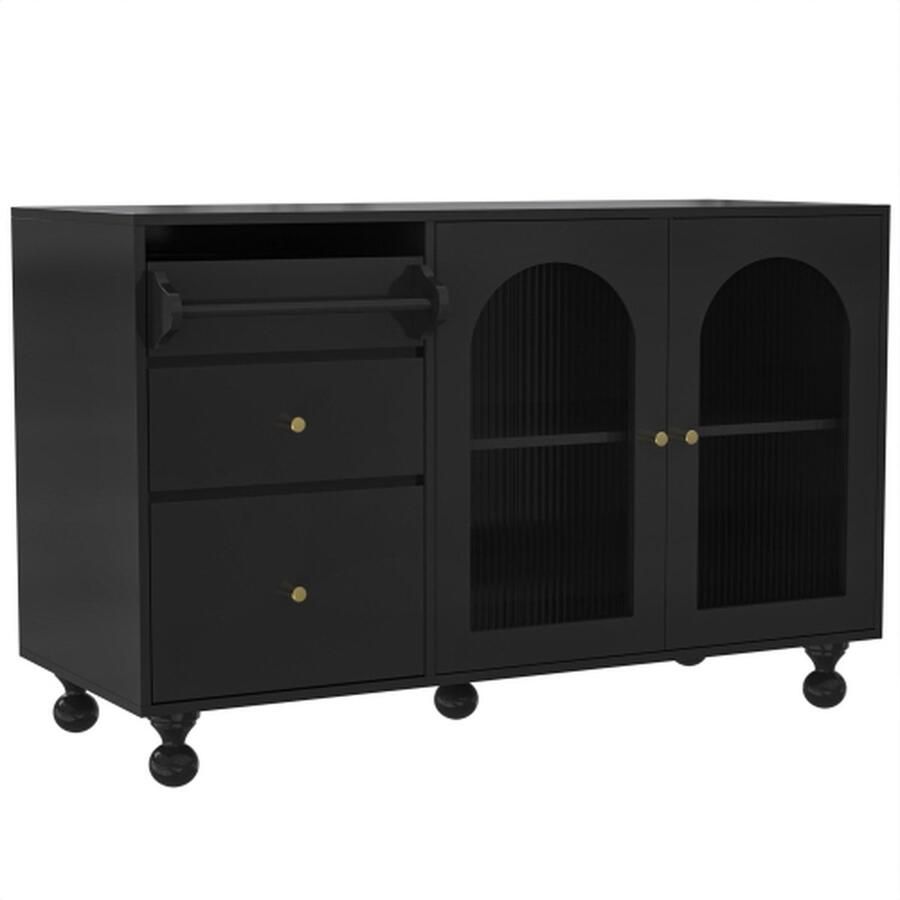 Zonder merk Gotagee Dressoir met glazen deur en handdoekhouder design stijlvolle opbergkast eetkamerkast keukenkast