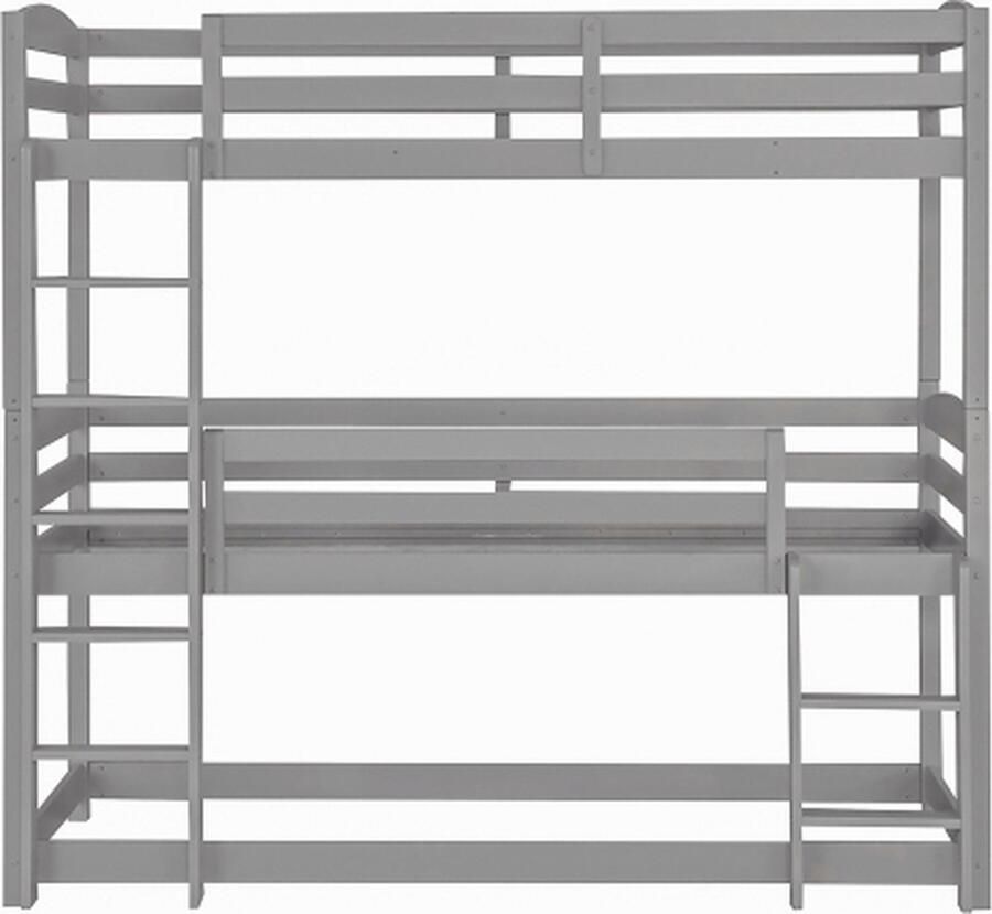 Zonder merk Gotagee Drievoudig stapelbed 90x200cm Houten bed (zonder matras) Grijs Kinderbed