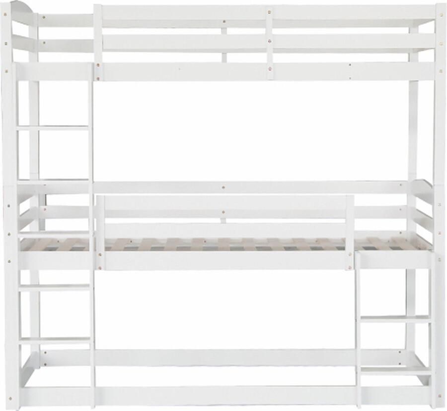 Zonder merk Gotagee Drievoudig stapelbed 90x200cm Houten bed (zonder matras) Wit Kinderbed