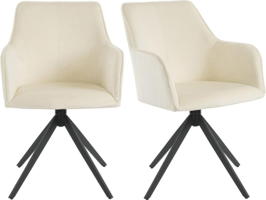 Zonder merk Gotagee Eetkamerstoel 2 St 360 Graden Draaibare Fluwelen Armleuningstoel Met Verstelbare Voetkussens Ideaal Woonkamerstoel Keukenstoel Beige