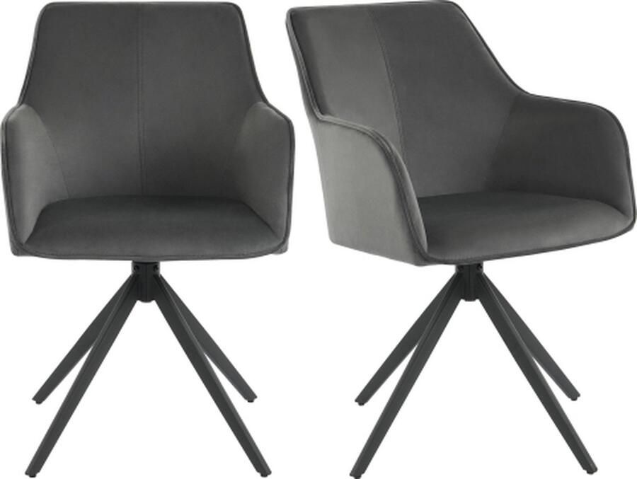 Zonder merk Gotagee Eetkamerstoel 2 St 360 Graden Draaibare Fluwelen Armleuningstoel Met Verstelbare Voetkussens Ideaal Woonkamerstoel Keukenstoel Grijs