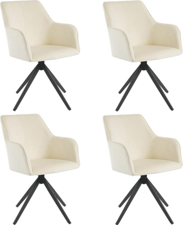 Zonder merk Gotagee Eetkamerstoel 4 St Elegante 360 Graden Draaibare Fluwelen Armleuningstoel Met Verstelbare Voetkussens Ideaal Woonkamerstoel Keukenstoel Beige