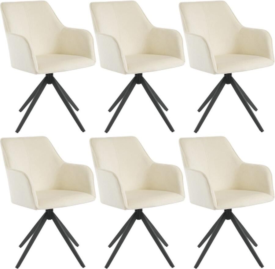 Zonder merk Gotagee Eetkamerstoel 6 St Elegante 360 Graden Draaibare Fluwelen Armleuningstoel Met Verstelbare Voetkussens Ideaal Woonkamerstoel Keukenstoel Beige