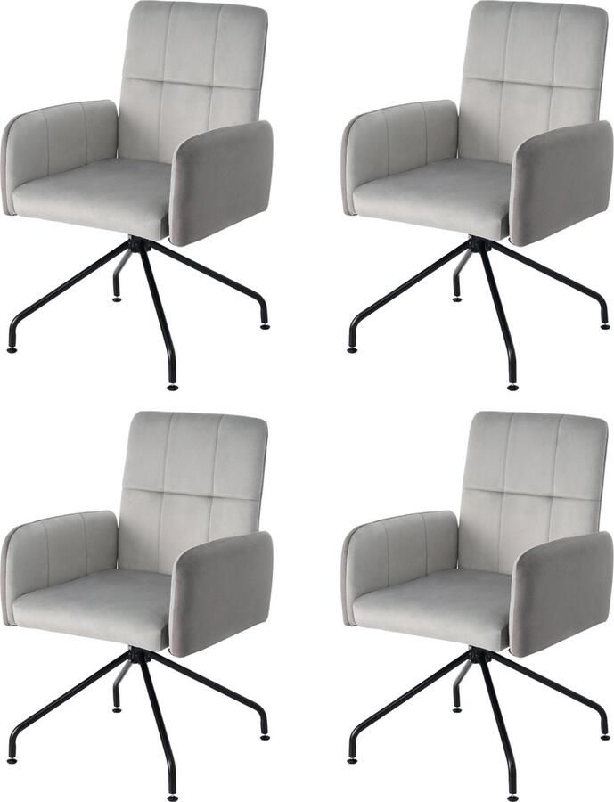 Zonder merk Gotagee Eetkamerstoel Eenstoel Set Barstoel Draaistoel Bureaustoel Fluweel Grijs Fauteuil 4-delige set