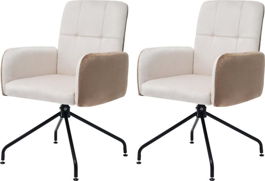 Zonder merk Gotagee Eetkamerstoel Eenstoel Set Fauteuil Barstoel Draaistoel Bureaustoel Fluweel Beige 2-delige set