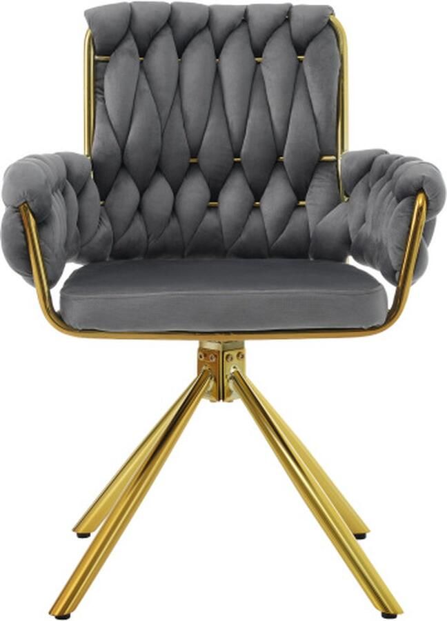 Zonder merk Gotagee Eetkamerstoel Fauteuil Draaistoel Vrijetijds Stoel Grijs Fluweel Woonkamerstoel