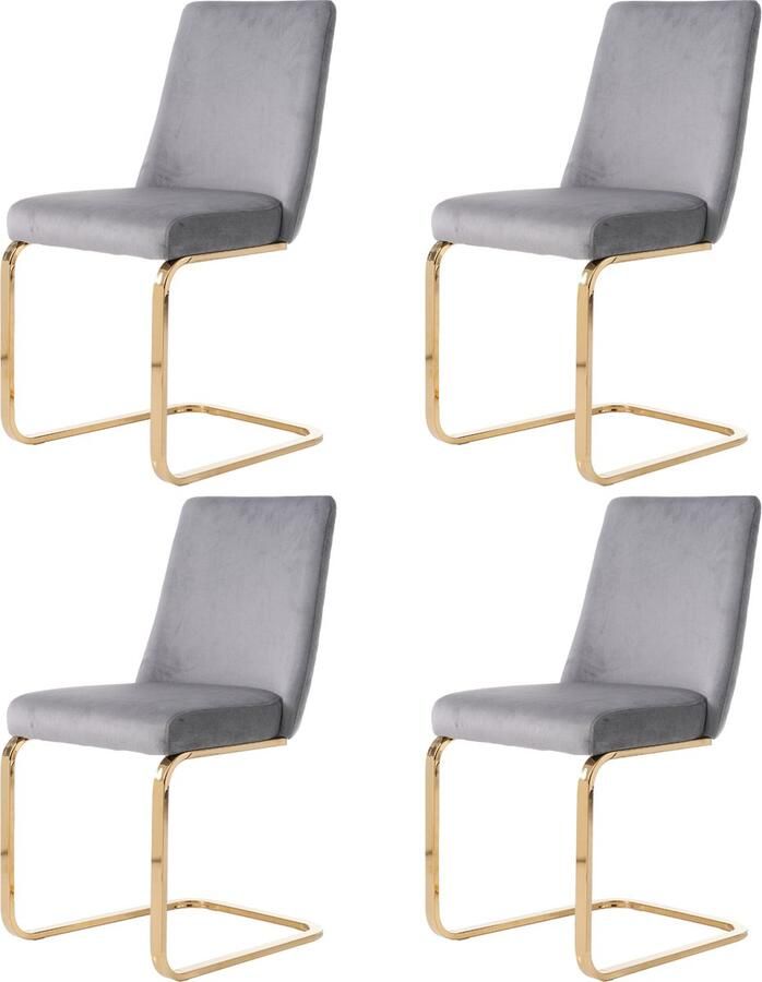 Zonder merk Gotagee Eetkamerstoel Fluweel-Eenstoel Loungestoel Lounge-Stoel Zitgroep Bureaustoel 4-delige set