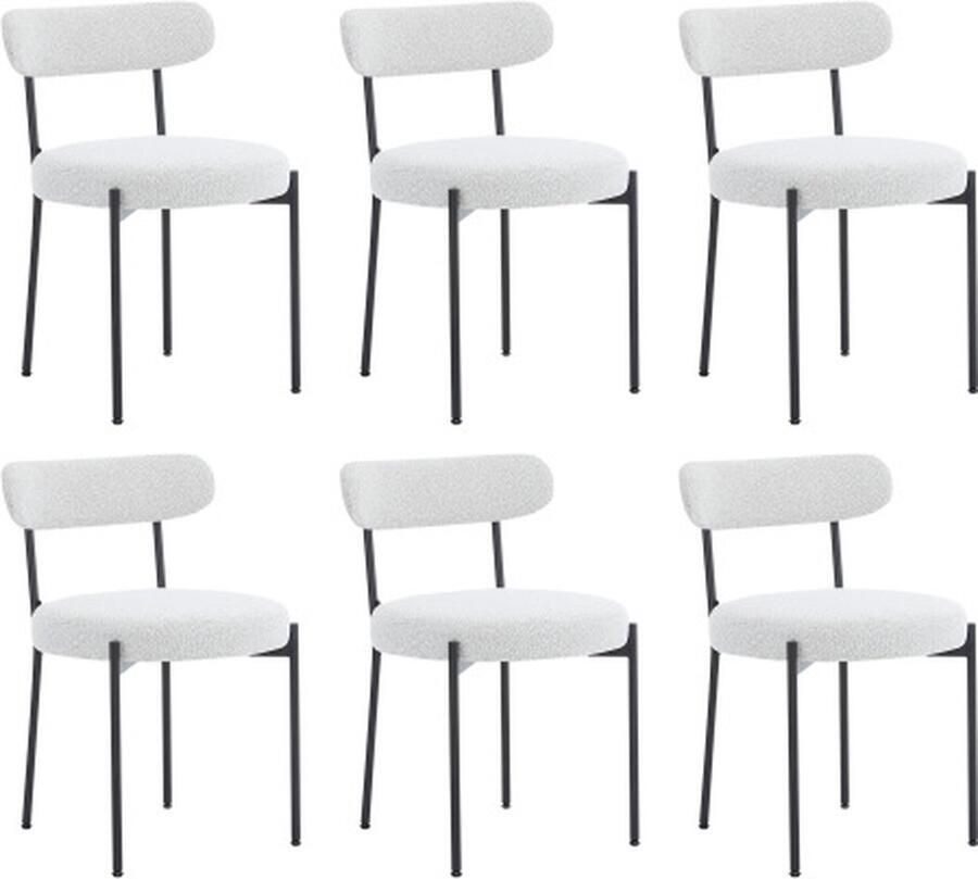Zonder merk Gotagee Eetkamerstoel Set-6 St Ronde Geïnspireerde Frottee Gevoerde Stoel Geschikt Keukenstoel Slaapkamerstoel Woonkamerstoel Werkruimtestoel Caféstoel