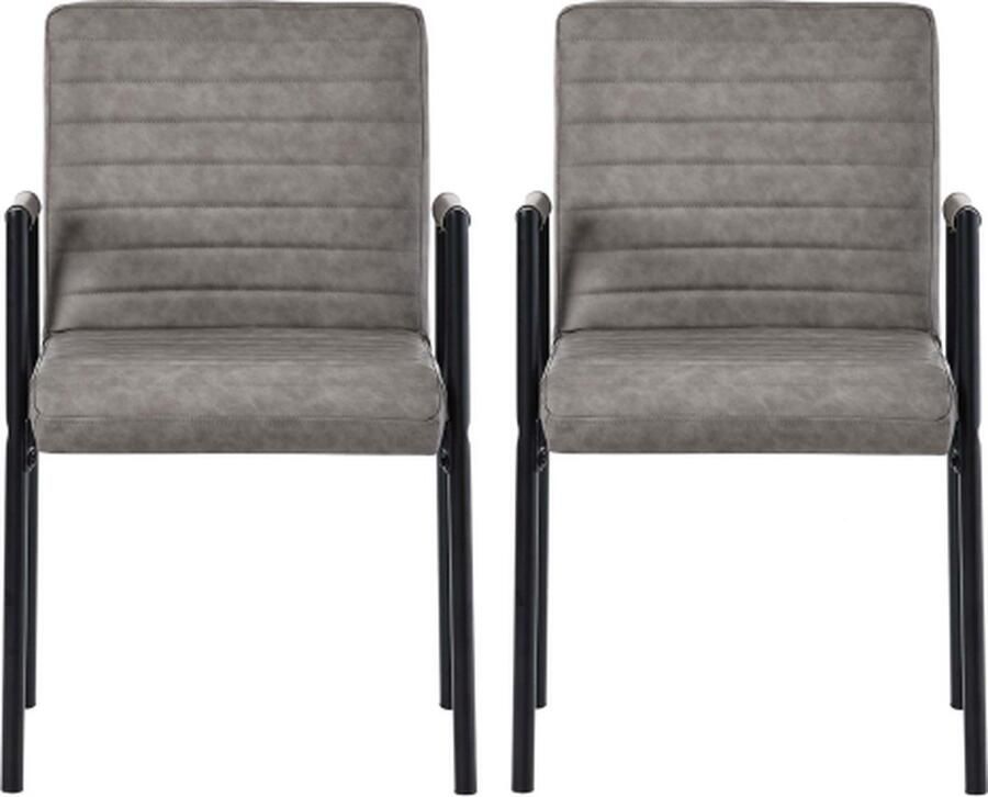 Zonder merk Gotagee Eetkamerstoel Set van 2 Gestoffeerde stoel Lounge stoel Fauteuil Grijs Woonkamer stoel Slaapkamer stoel