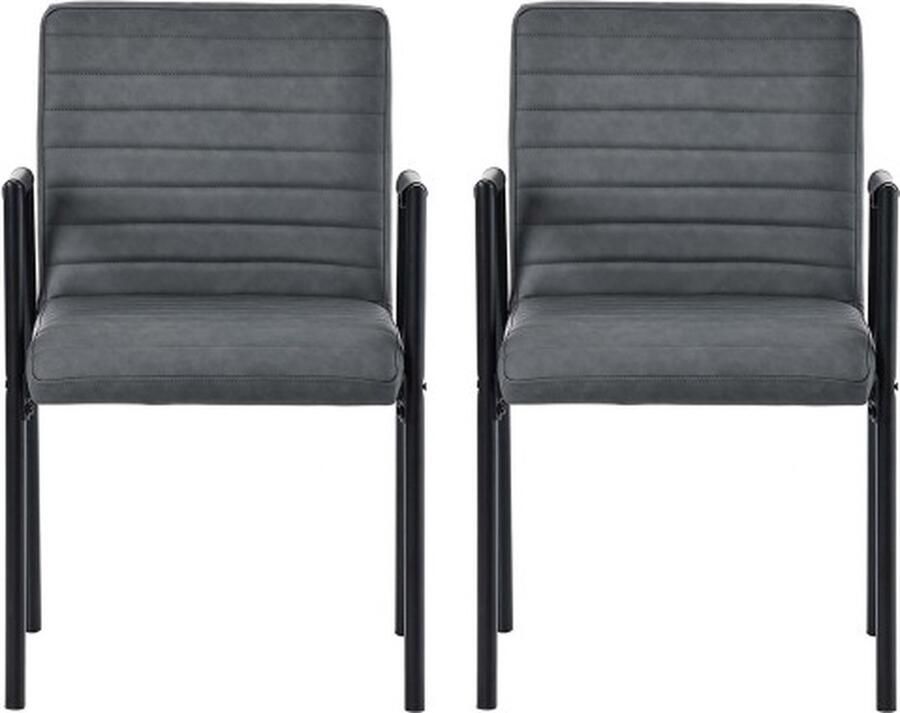 Zonder merk Gotagee Eetkamerstoel Set van 2 Gestoffeerde stoel Lounge stoel Fauteuil Zwart Woonkamer stoel Slaapkamer stoel