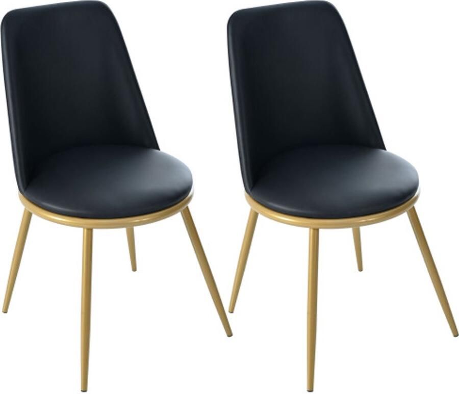Zonder merk Gotagee Eetkamerstoel stoelset keukenstoel gestoffeerde stoel woonkamerstoel PU metalen frame 2-delige set