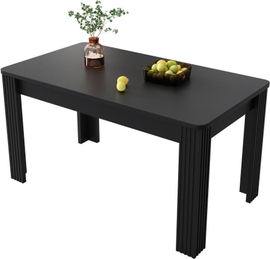 Zonder merk Gotagee Eettafel L117*B68*H75cm Tafel met vier poten Eikenhouten tafel Rechthoekige eettafel Salontafel Zwart