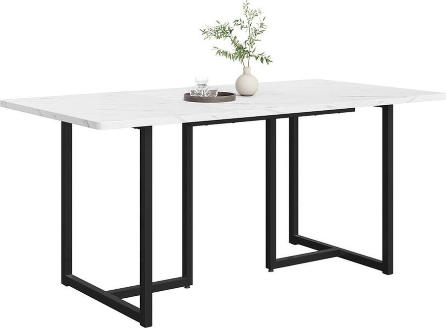 Zonder merk Gotagee Eettafel Moderne keukentafel Rechthoekige tafel Kantoorbureau Woonkamertafel Wit + Zwart 140x80x75cm