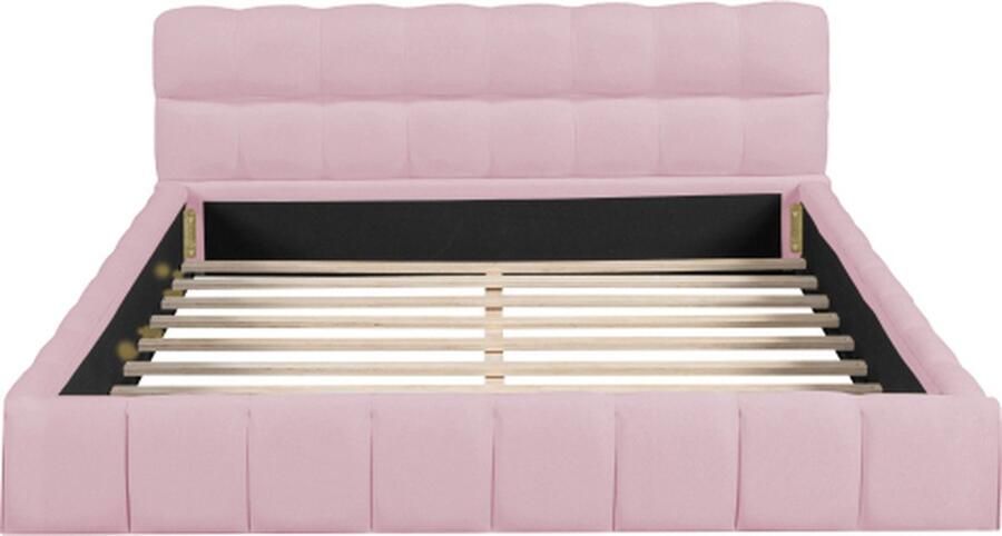 Zonder merk Gotagee Gestoffeerd bed 140x190cm Tweepersoonsbed (zonder matras) Roze Linnen Jeugdbed