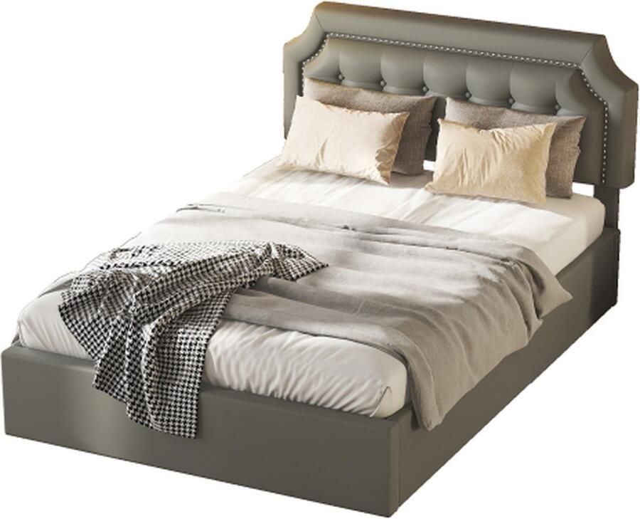 Zonder merk Gotagee Gestoffeerd bed 140x200cm Vlak bed (Zonder matras) Grijs hydraulisch tweerichtingsbed