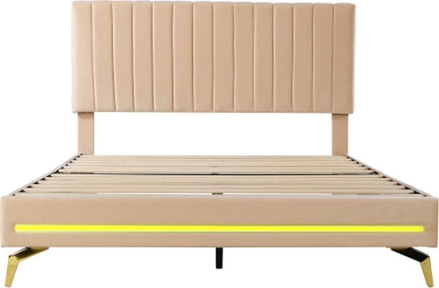 Zonder merk Gotagee Gestoffeerd bed 140x200cm (zonder matras) Tweepersoonsbed Fluweel Beige