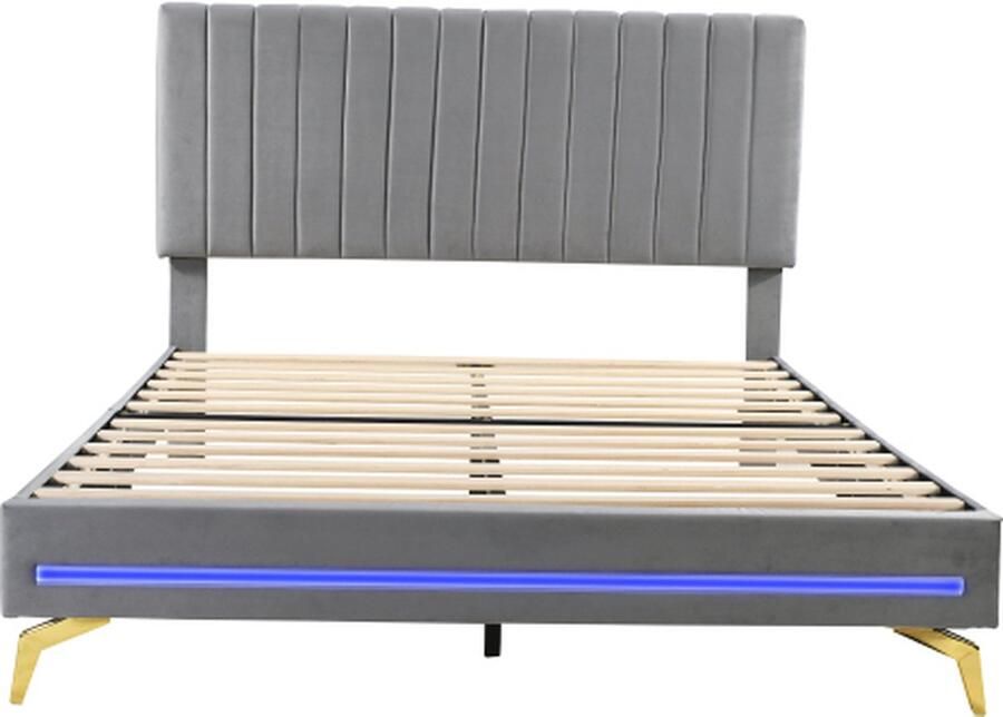 Zonder merk Gotagee Gestoffeerd bed 140x200cm (zonder matras) Tweepersoonsbed Fluweel Grijs