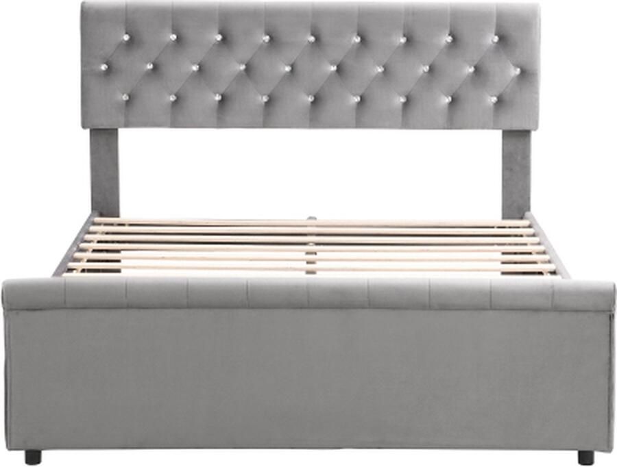 Zonder merk Gotagee Gestoffeerd bed 180x200cm Tweepersoonsbed (zonder matras) Grijs Fluweel