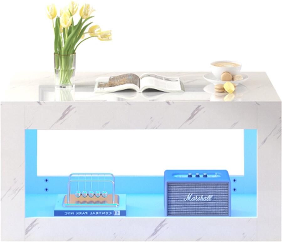 Zonder merk Gotagee Hoogglans Salontafel Open Opbergruimte LED Licht Effecten Via Mobiele App Bestuurbaar