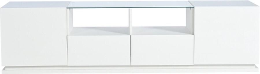 Zonder merk Gotagee Hoogglans tv-meubel met glazen planken twee lades en twee deuren lowboard met veelkleurige led-lichteffecten woonkamerkast wit