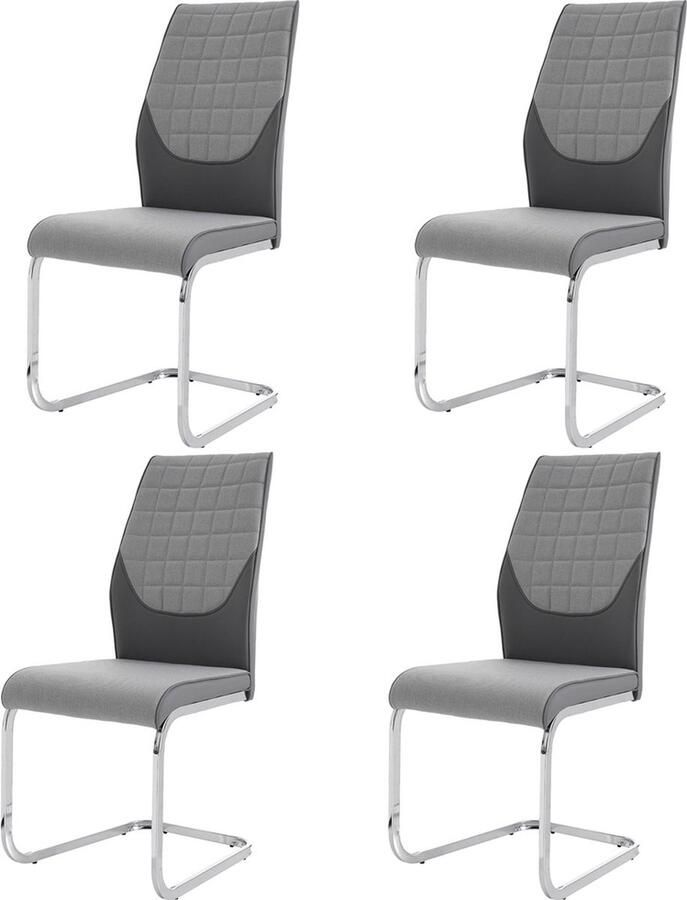 Zonder merk Gotagee Kantoorstoel vrijstaande stoel (Set 4 stuks) enkele stoel woonkamerstoel metalen frame grijs