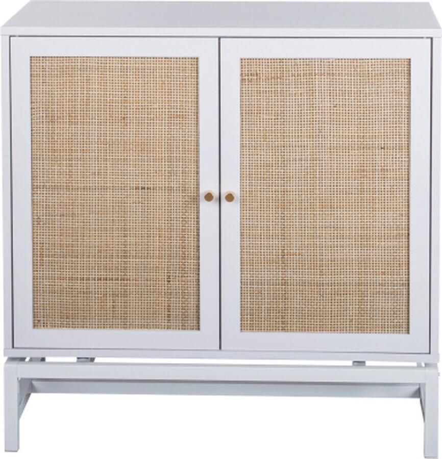 Zonder merk Gotagee Kast Hangend Ontwerp Kast met Natuurlijke Rotan Elementen Dubbele Deur Opbergkast Metalen Basis