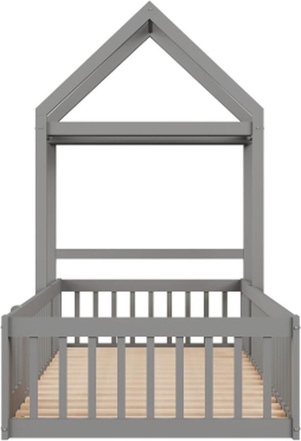 Zonder merk Gotagee Kinderbed 90x200cm Massief houten bed (zonder matras) Grijs Opbergbed