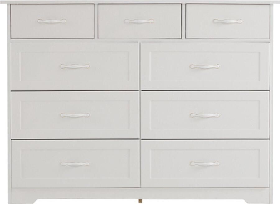 Zonder merk Gotagee Ladekast met 9 laden Dressoir Ladekast 3 kleine laden boven 6 grote laden onder met metalen handgrepen Wit 120Bx40Dx88H