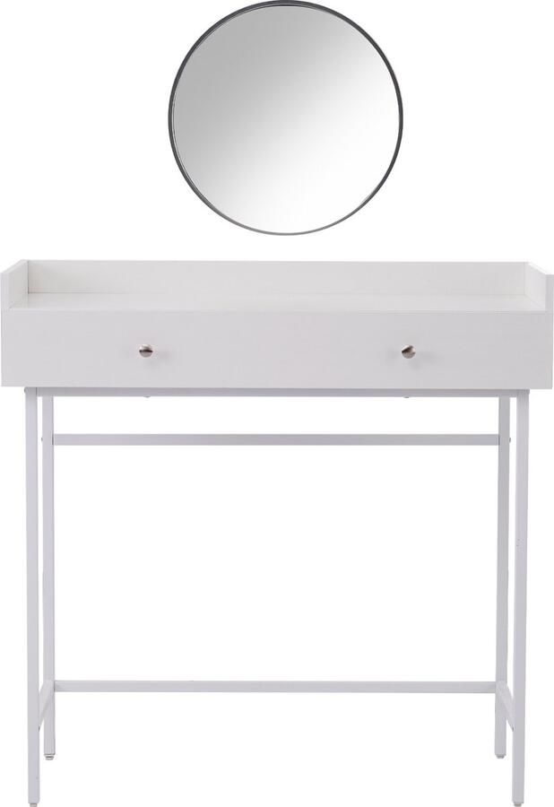 Zonder merk Gotagee Make-up tafel ladekast spiegel en 1 lade 95x40x93 cm minimalistische stijl wit