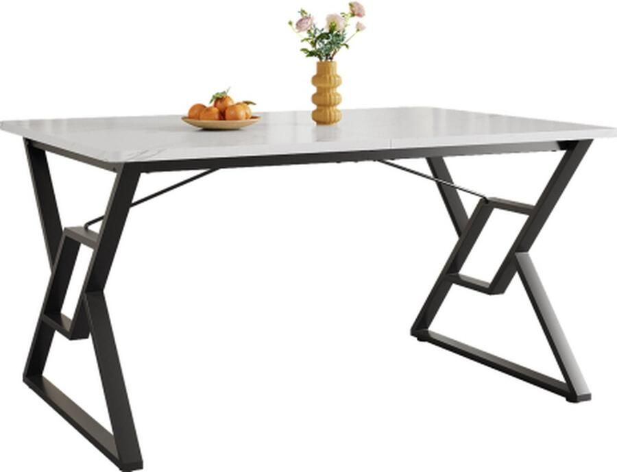 Zonder merk Gotagee Metalen poten Ontbijttafel Bijzettafel Keukentafel Stevig metalen frame Marmer Eettafel Praktisch eetkamermeubilair Eettafel
