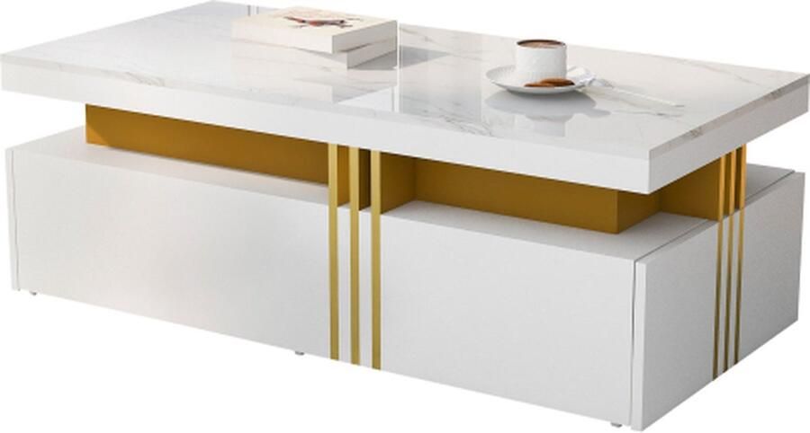 Zonder merk Gotagee Moderne Rechthoekige Salontafel met Hoogglansblad