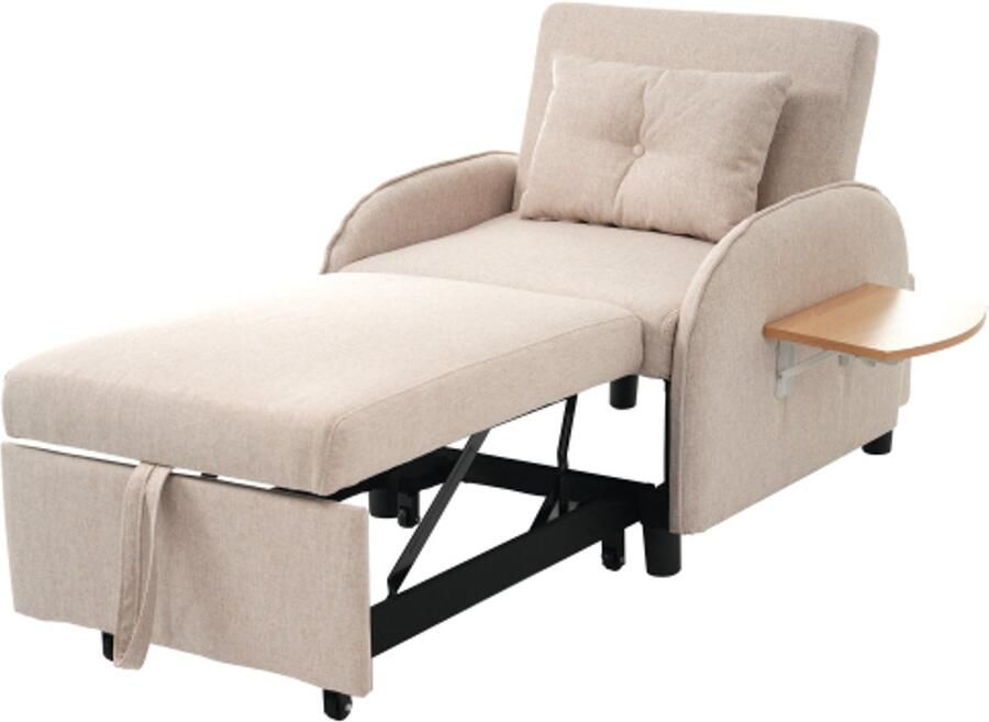 Zonder merk Gotagee Multifunctionele uitschuifbare eenpersoons slaapbank met bedfunctie ligstoel en fauteuil drievoudig verstelbare slaapbank ideaal voor kleine ruimtes met opklapbare theetafels 123 (73) x 167 x 78 cm