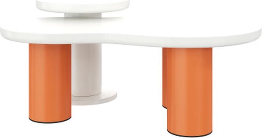 Zonder merk Gotagee Salontafel Salontafelset Bijzettafel Balkontafel Woonkamer Wit en oranje Multifunctionele salontafelcombinatie Bartafel Woonkamertafel