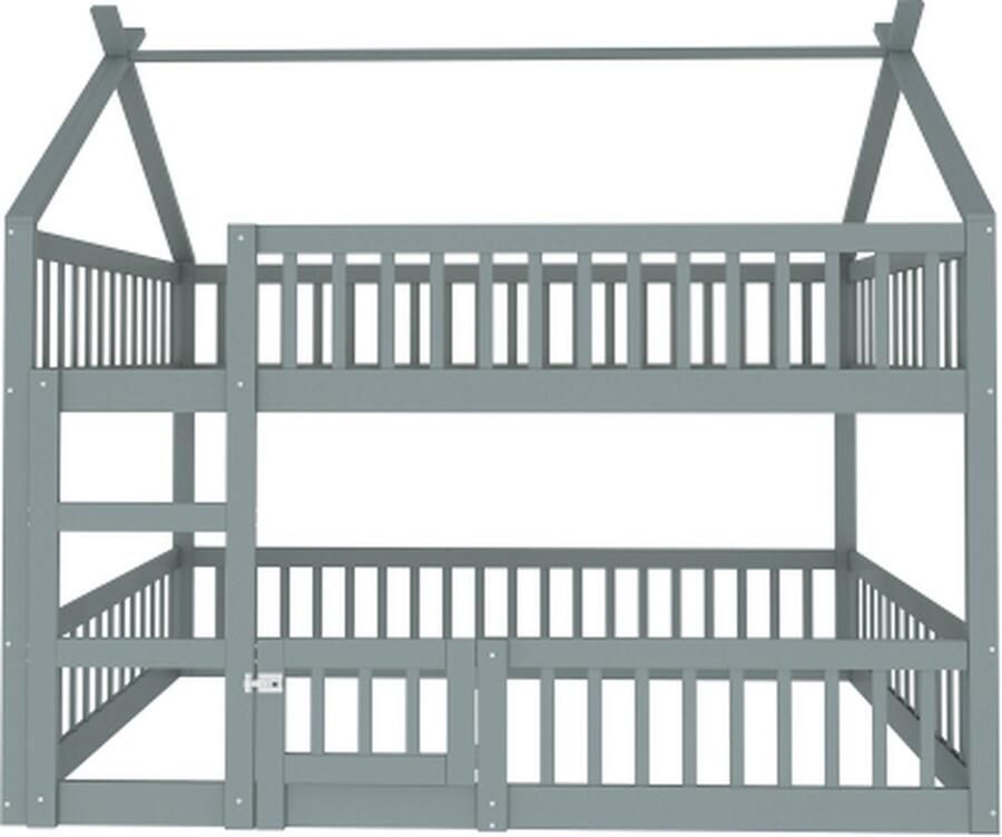 Zonder merk Gotagee Stapelbed 140x200cm Kinderbed（Zonder matras）Familiebed Grijs - Foto 2