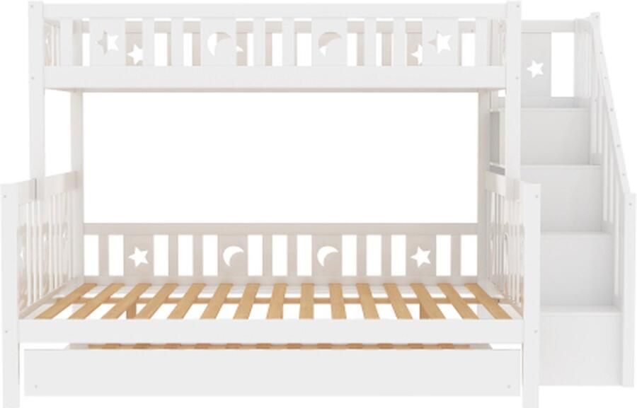 Zonder merk Gotagee Stapelbed 90x200 140x200cm Kinderbed (zonder matras) Met trekbed Wit Hout Bed