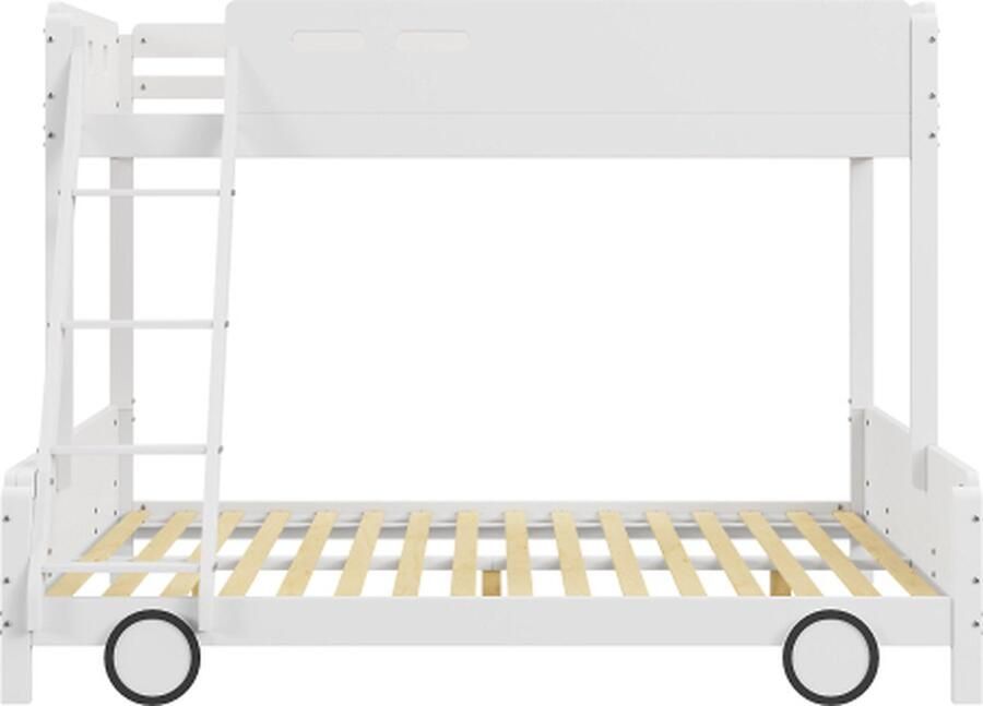 Zonder merk Gotagee Stapelbed 90x200cm en 140x200cm Kinderbed（Zonder matras）Wit Houten bed Familiebed Autovorm