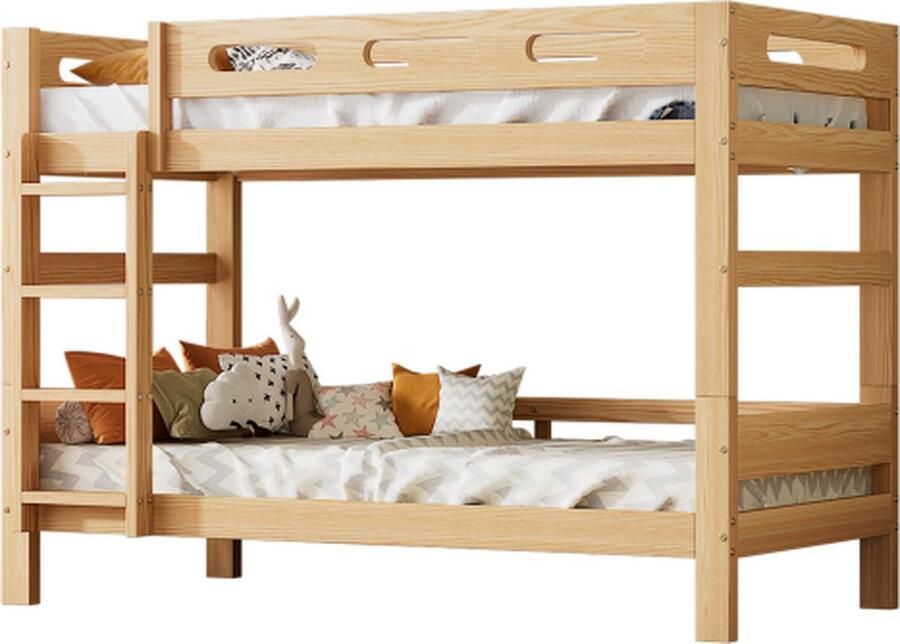 Zonder merk Gotagee Stapelbed 90x200cm Kinderbed zonder matras Natural Grenenhout met houten latten - Foto 2